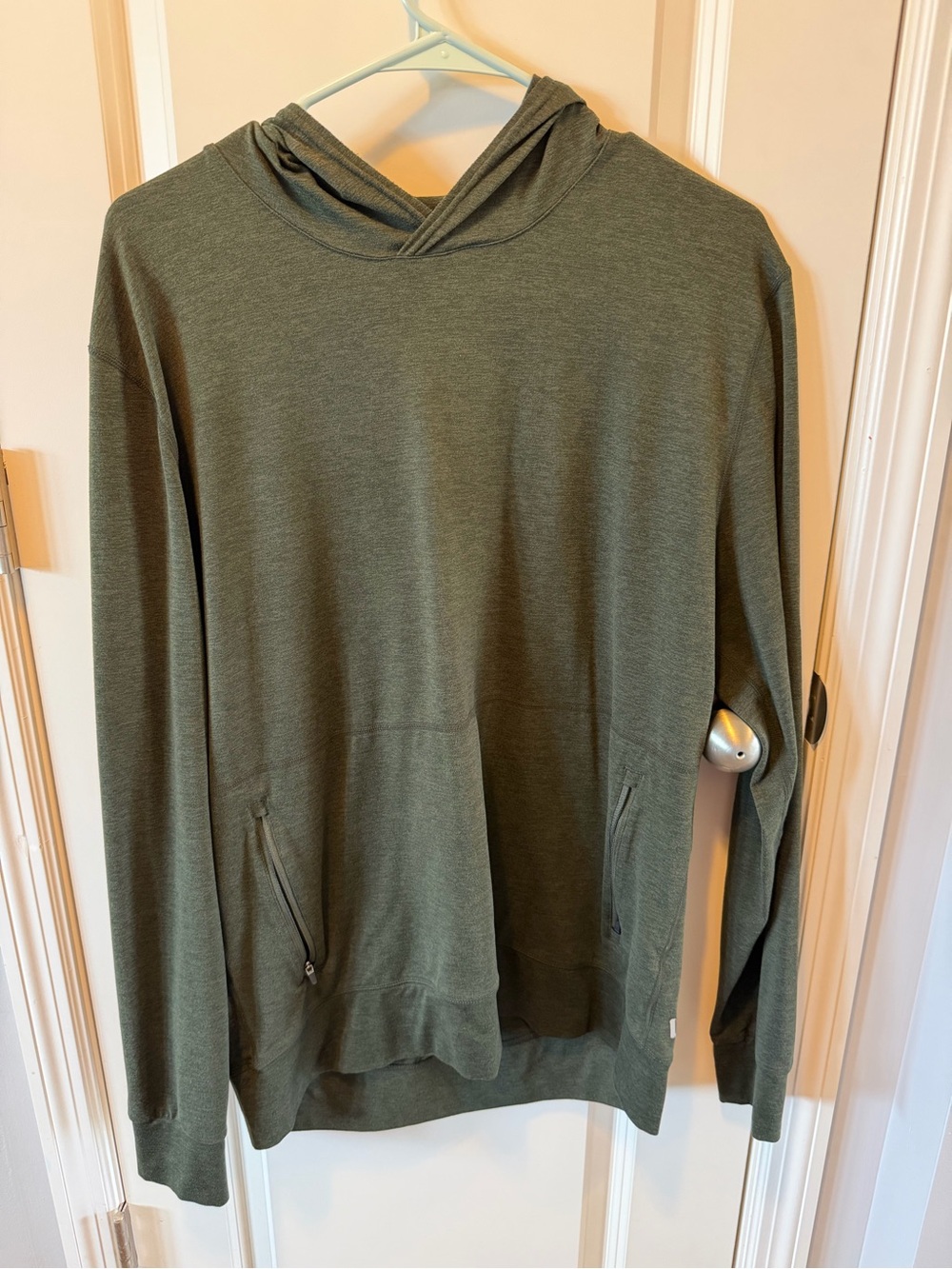 Vuori Olive Hooded Pullover with Zippered Pockets